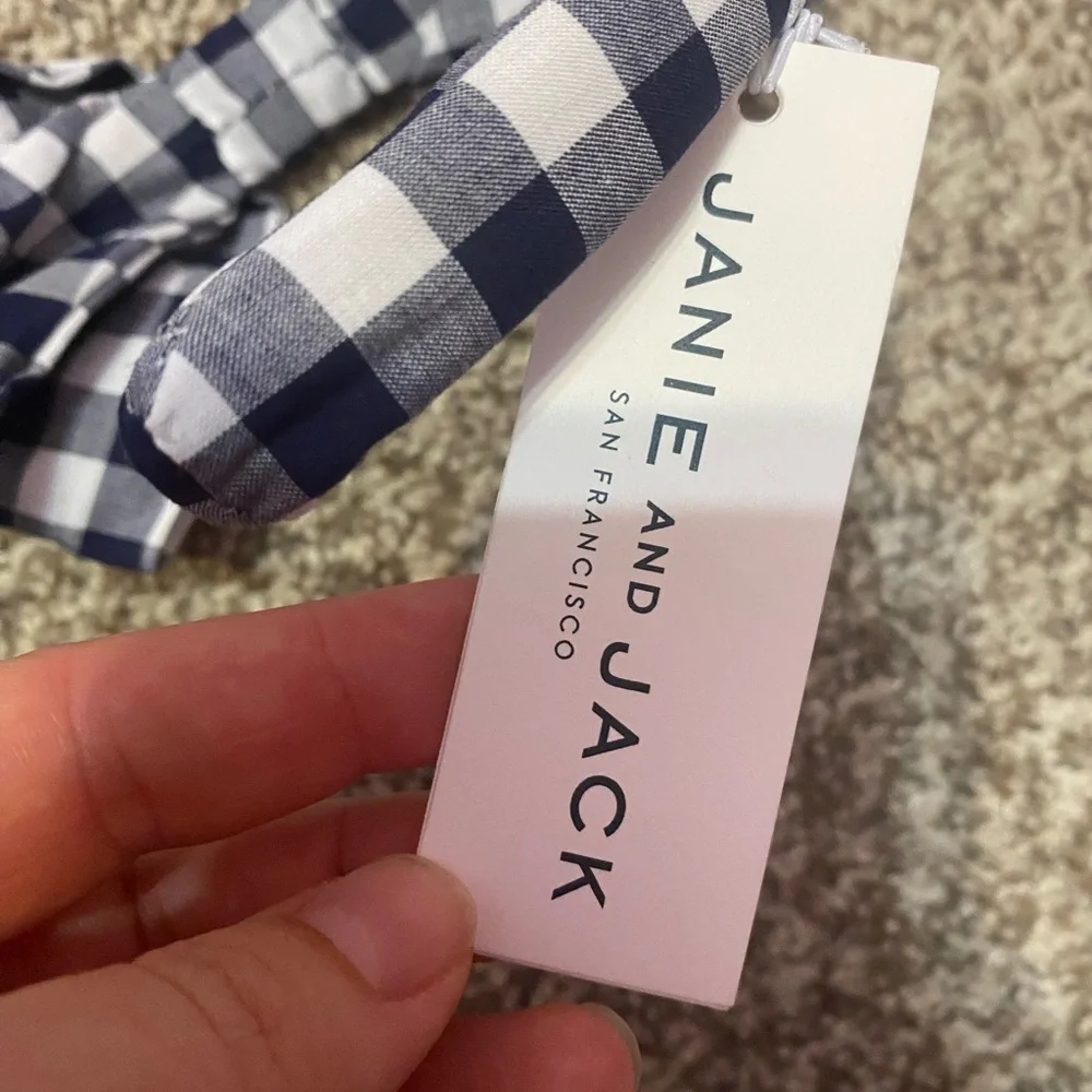 Janie and Jack Navy Checkered Bow Hairband